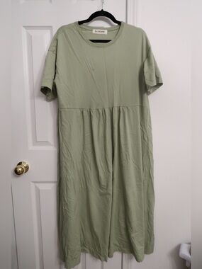 Ray BEAMS Light Sage Cotton Tee dress - Light Sage